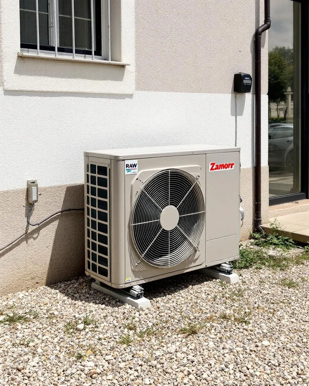 Equipo exterior de aire acondicionado en Fuentesaúco, en una terraza