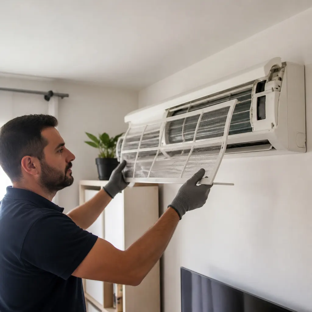 Split de pared en una vivienda durante la retirada del filtro