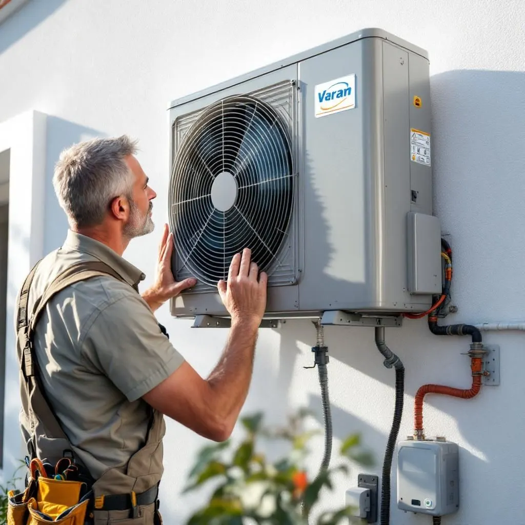 Técnico de aire acondicionado en Gandia, durante un servicio