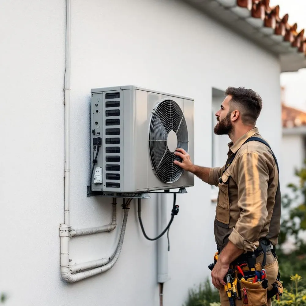 Técnico de aire acondicionado Haier, durante un servicio