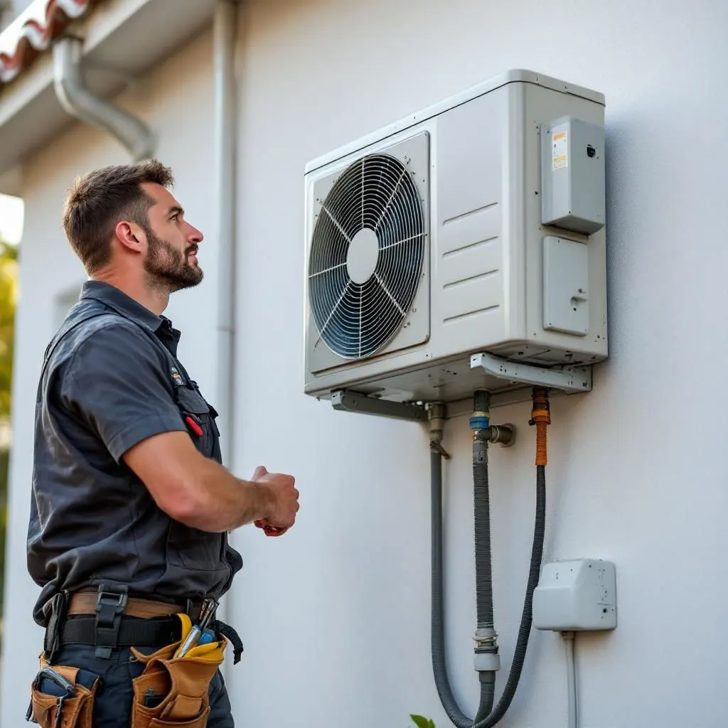 Técnico de aire acondicionado en Vila-real, durante un servicio
