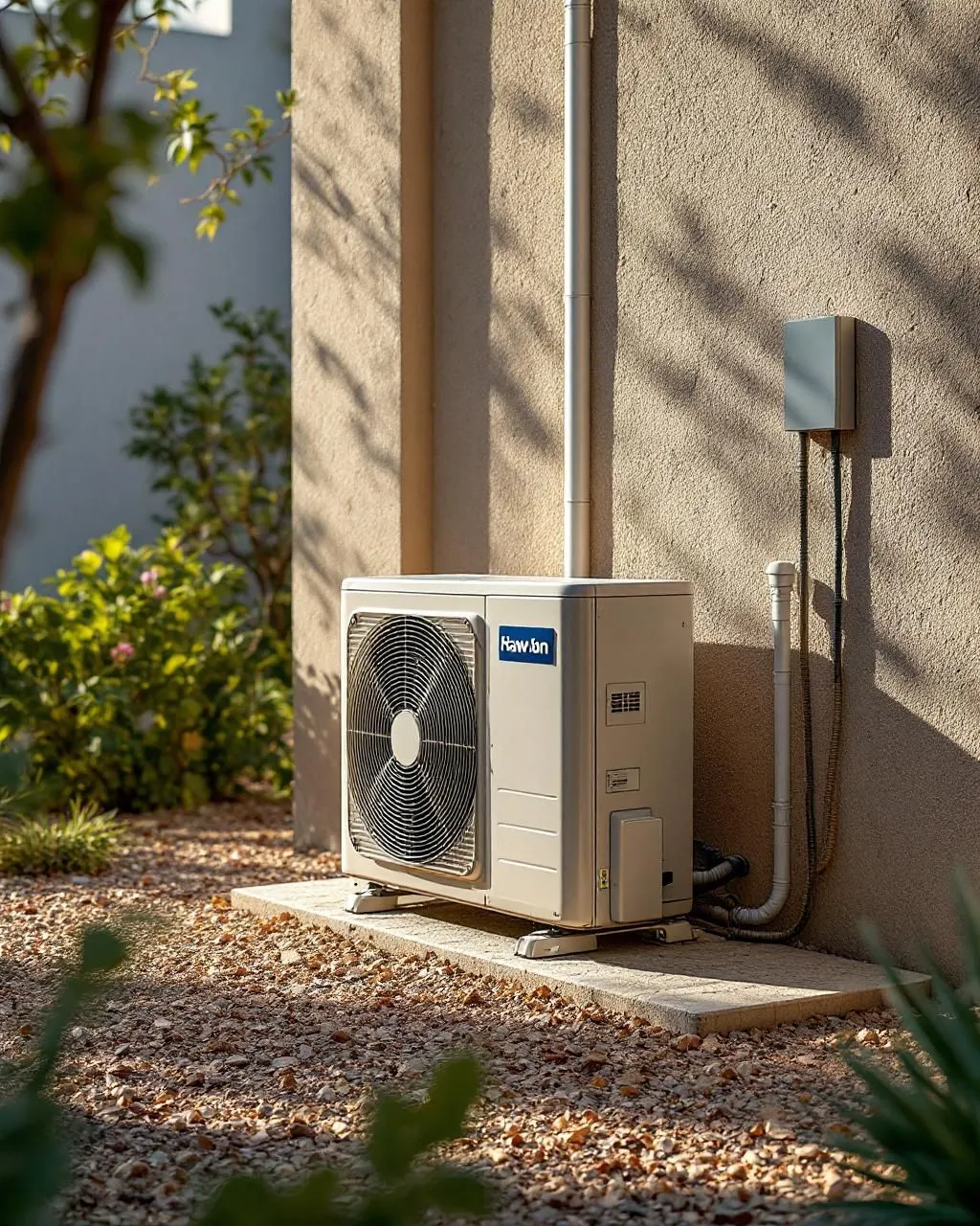 Unidad exterior de aire acondicionado en Lorca, en una fachada