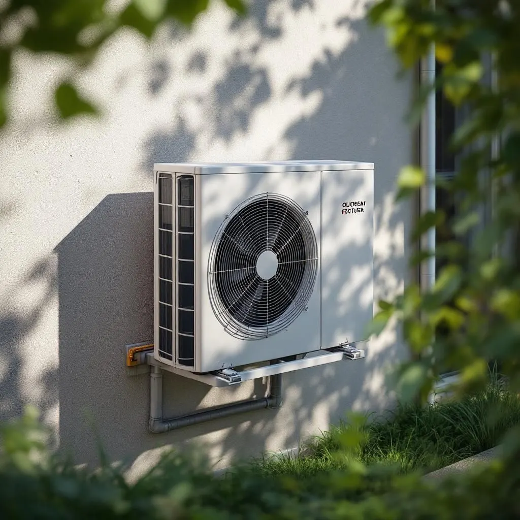 Unidad exterior de aire acondicionado en Torrelavega, en una vivienda